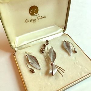 Vintage C.C. Sterling Silver Brooch & Earrings set - PRICE DROP FIRM